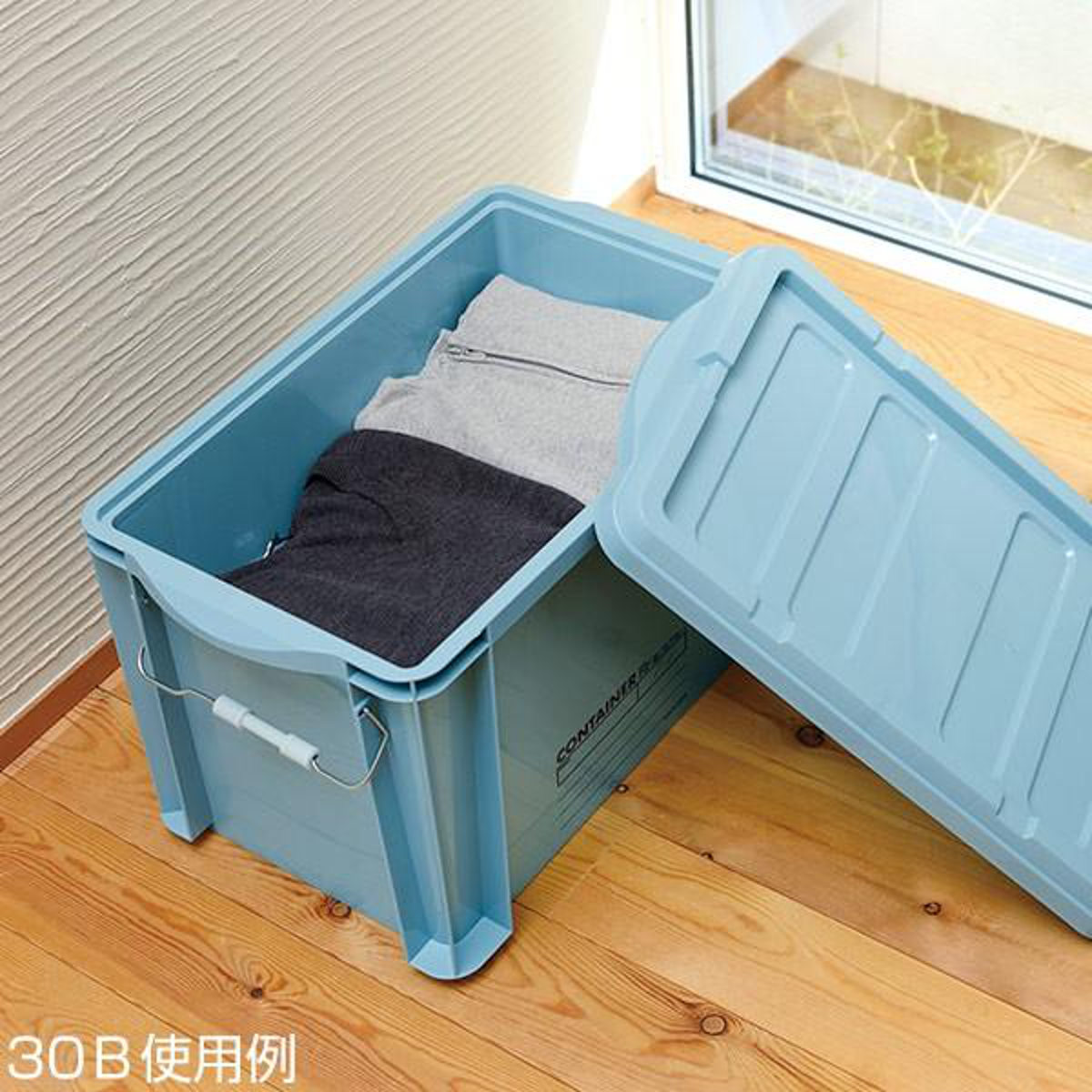 コンテナボックス 蓋付き 30WB 収納ボックス コンテナ ボックス 日本製 ( 幅64 奥行47 高さ16 収納ケース 収納 フタ付き ケース 収納コンテナ ベッド下 スタッキング バックルコンテナ バックル付き ) 【グリーン】 グリーン