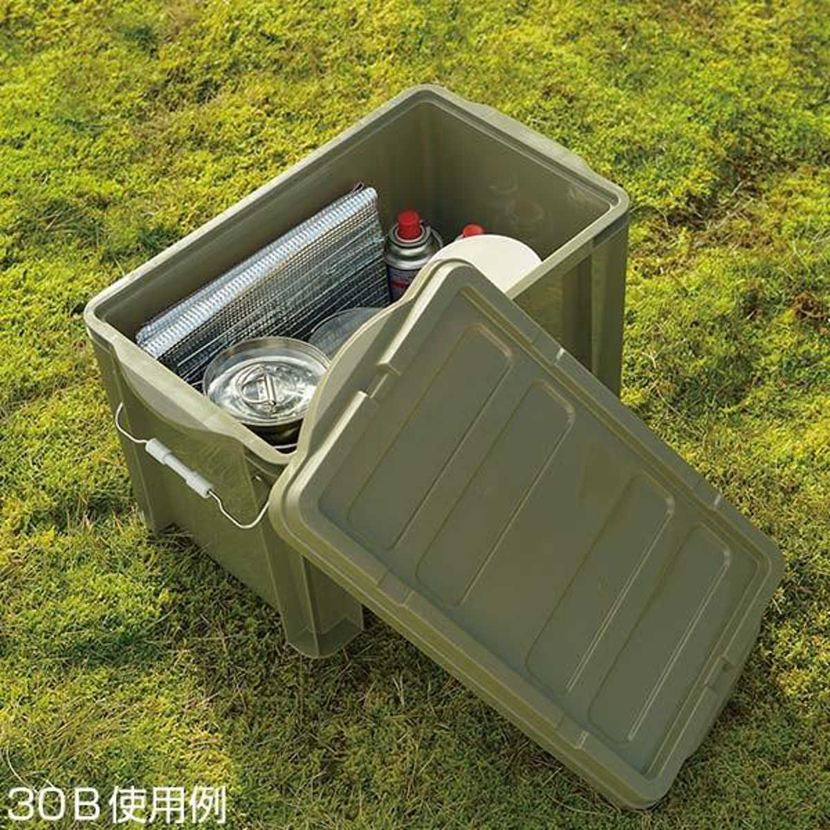 コンテナボックス 蓋付き 30WB 収納ボックス コンテナ ボックス 日本製 ( 幅64 奥行47 高さ16 収納ケース 収納 フタ付き ケース 収納コンテナ ベッド下 スタッキング バックルコンテナ バックル付き ) 【グリーン】 グリーン
