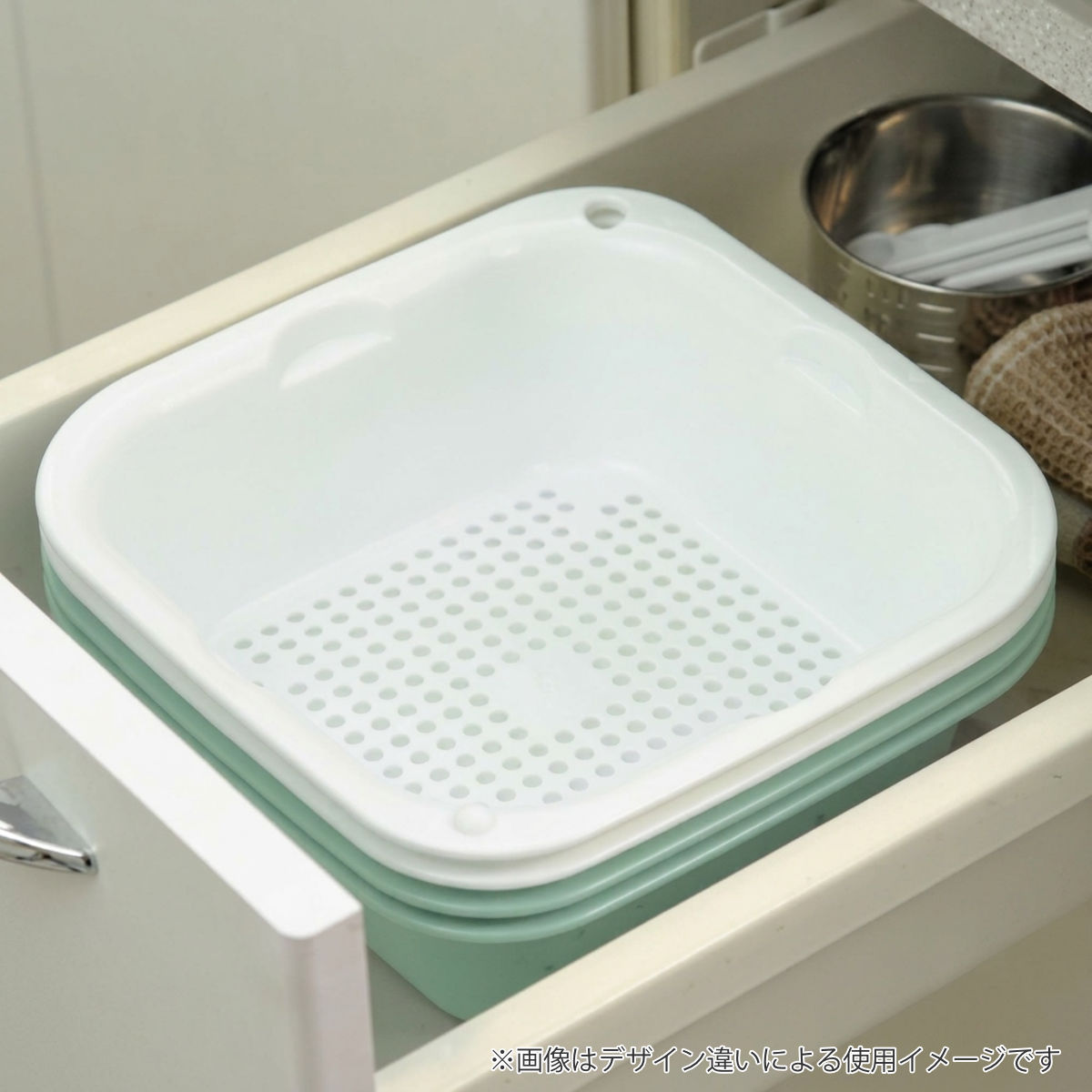 ザル バット セット シェリー ザルバッとん 特盛 深 ( ボウル 水切りざる 角型 積み重ね 抗菌 深型 食洗機対応 電子レンジ対応 リッチェル 耐熱 角ざる コランダー ザルボウル キッチン用品 調理用ボール キッチン雑貨 調理用品 )