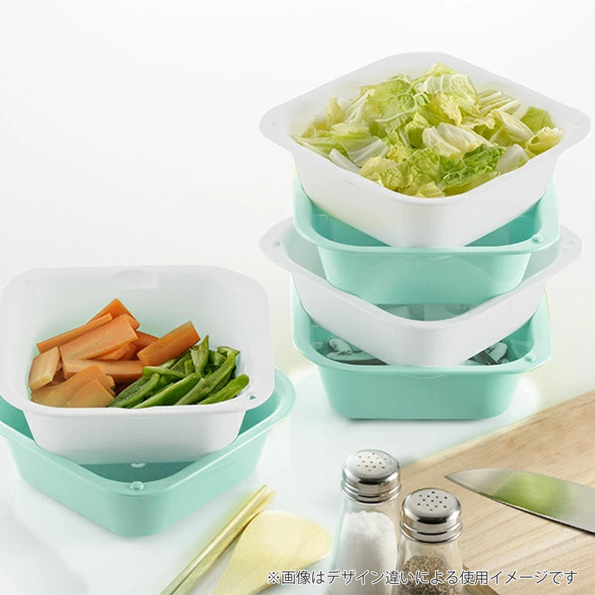 ザル バット セット シェリー ザルバッとん 特盛 深 ( ボウル 水切りざる 角型 積み重ね 抗菌 深型 食洗機対応 電子レンジ対応 リッチェル 耐熱 角ざる コランダー ザルボウル キッチン用品 調理用ボール キッチン雑貨 調理用品 )