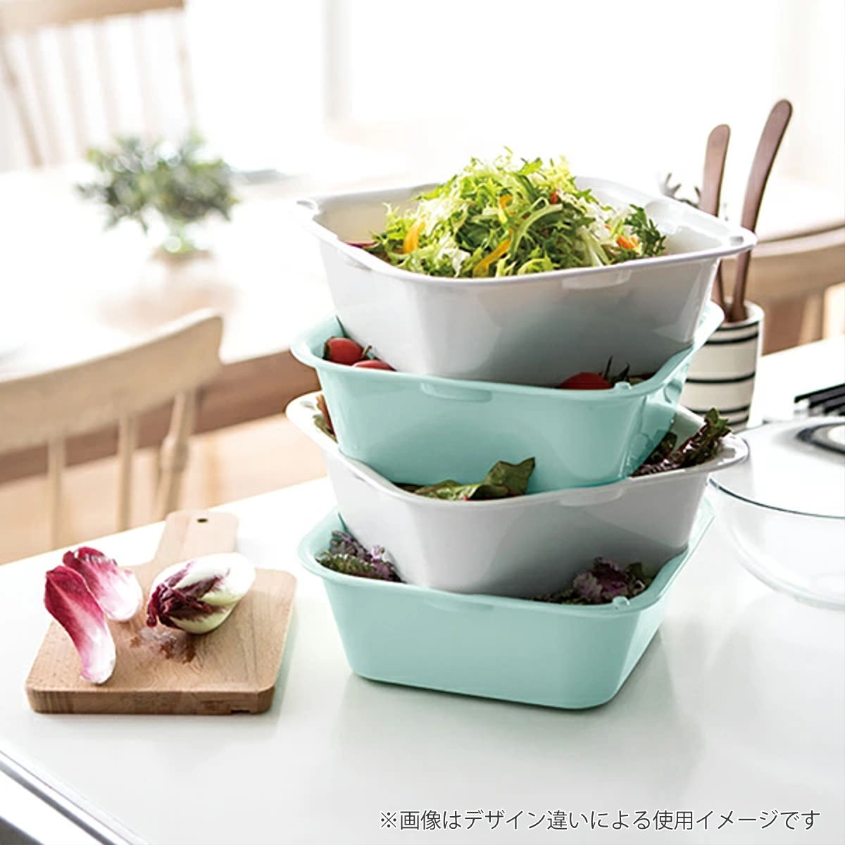 ザル バット セット シェリー ザルバッとん 特盛 深 ( ボウル 水切りざる 角型 積み重ね 抗菌 深型 食洗機対応 電子レンジ対応 リッチェル 耐熱 角ざる コランダー ザルボウル キッチン用品 調理用ボール キッチン雑貨 調理用品 )