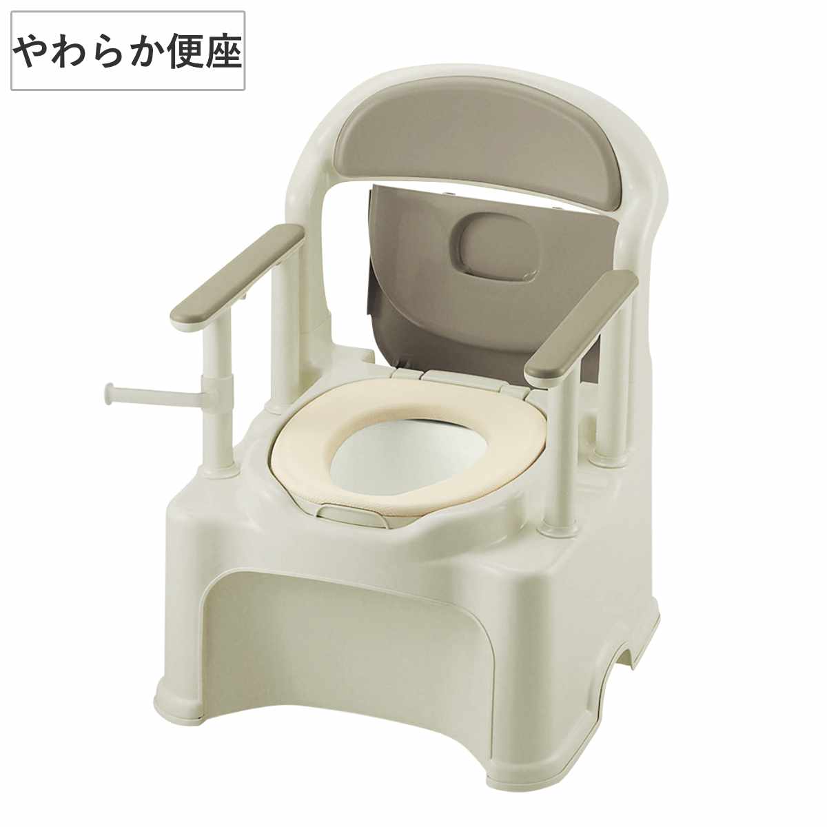 ポータブルトイレ きらく PY2型 （ 介護トイレ 幅広 背もたれ型 やわらか便座 バケツ付き 簡易トイレ 介護用トイレ 非常用トイレ 介護用品 リッチェル 収納 ペーパーホルダー 付き 肘置き 背もたれ 介護用 福祉 排泄関連用品 トイレ ）