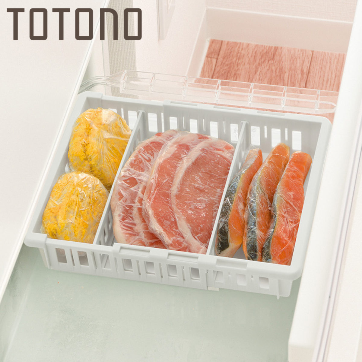冷蔵庫収納 トトノ 野菜・冷凍庫 伸縮ストッカー浅型 レギュラー （ 伸縮 冷凍庫収納 冷蔵庫 冷凍庫 冷凍庫スタンド 冷蔵庫スタンド 野菜