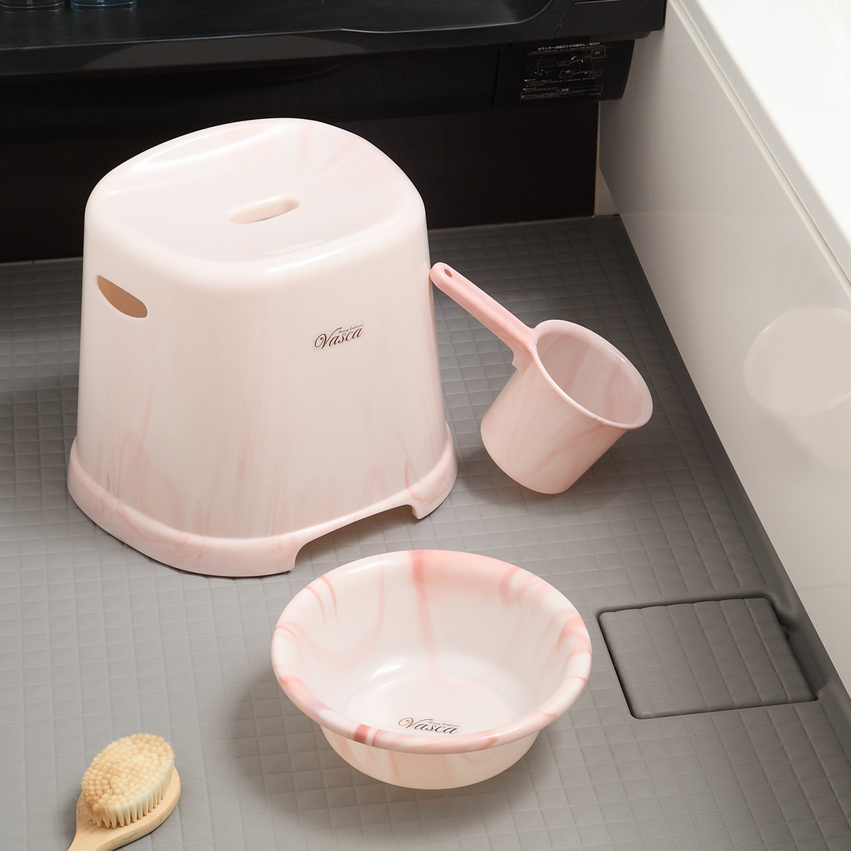 湯桶 バスカ 日本製 ( 湯おけ 洗面器 大理石 風呂おけ マーブル おけ 手おけ 手桶 ウォッシュボール ハンドペイル バスボウル せんめんき バス用品 バスグッズ ) 【ホワイト】 ホワイト