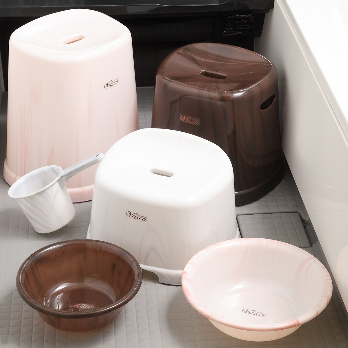 湯桶 バスカ 日本製 ( 湯おけ 洗面器 大理石 風呂おけ マーブル おけ 手おけ 手桶 ウォッシュボール ハンドペイル バスボウル せんめんき バス用品 バスグッズ ) 【ホワイト】 ホワイト