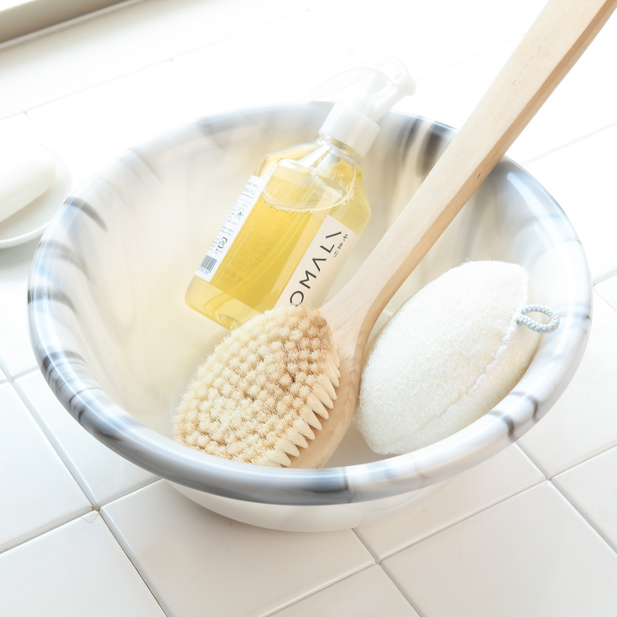 湯桶 バスカ 日本製 ( 湯おけ 洗面器 大理石 風呂おけ マーブル おけ 手おけ 手桶 ウォッシュボール ハンドペイル バスボウル せんめんき バス用品 バスグッズ ) 【ホワイト】 ホワイト