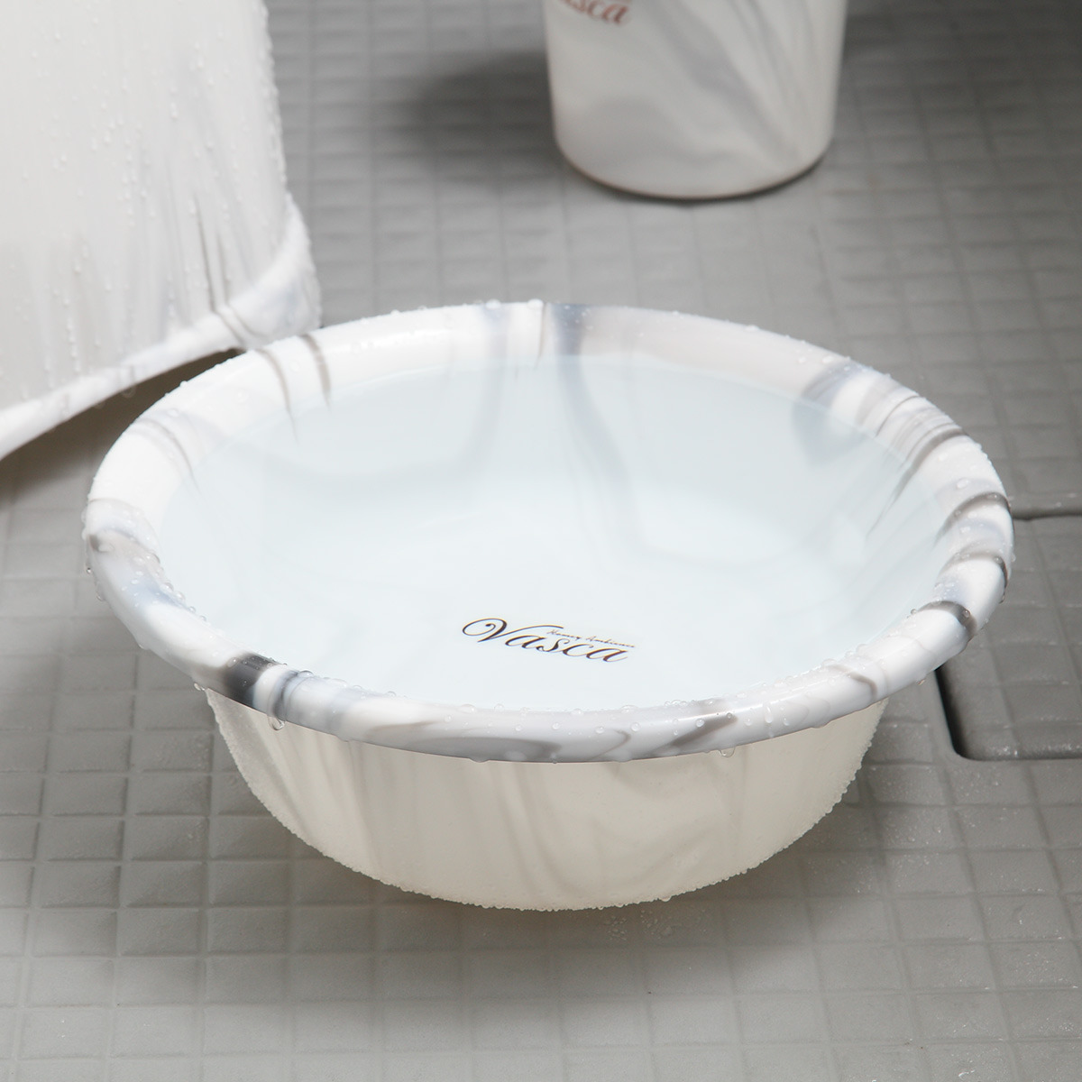 湯桶 バスカ 日本製 ( 湯おけ 洗面器 大理石 風呂おけ マーブル おけ 手おけ 手桶 ウォッシュボール ハンドペイル バスボウル せんめんき バス用品 バスグッズ ) 【ホワイト】 ホワイト