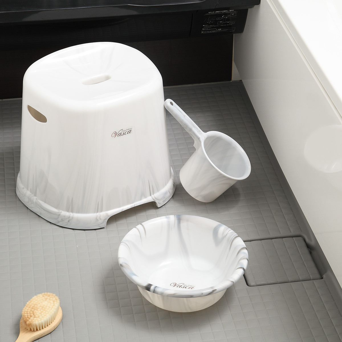 湯桶 バスカ 日本製 ( 湯おけ 洗面器 大理石 風呂おけ マーブル おけ 手おけ 手桶 ウォッシュボール ハンドペイル バスボウル せんめんき バス用品 バスグッズ ) 【ホワイト】 ホワイト