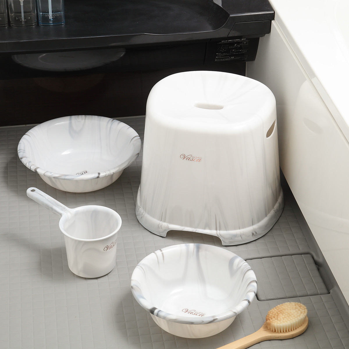 手おけ バスカ 日本製 ( 湯桶 風呂おけ 大理石 マーブル 湯おけ おけ ハンドペイル バスボウル ウォッシュボール せんめんき 日本製 バス用品 バスグッズ ) 【ピンク】 ピンク