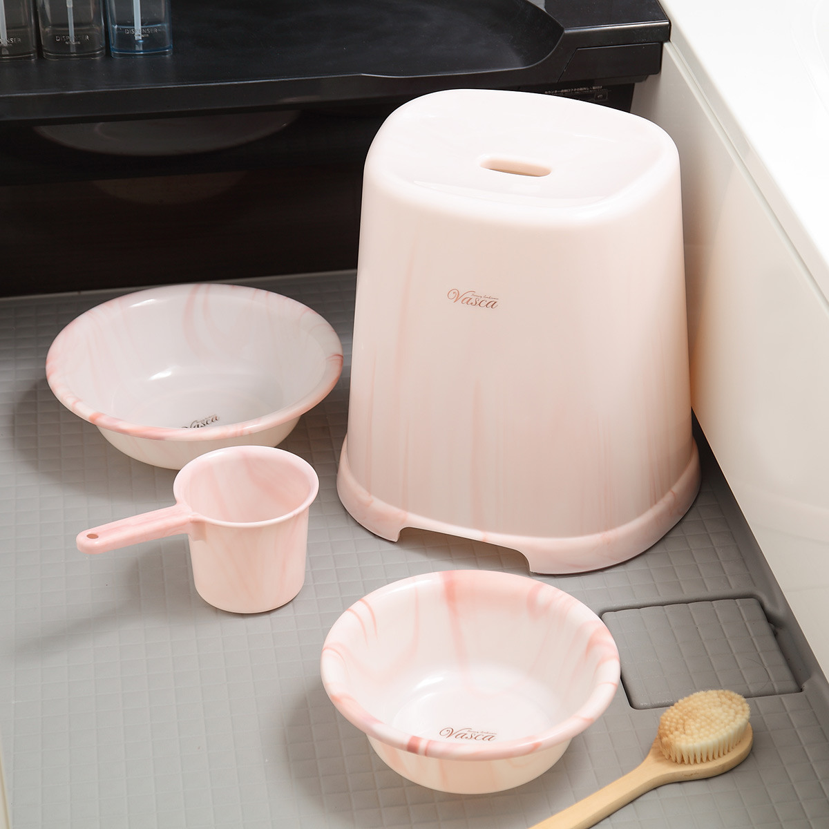 風呂イス バスカ 40cm 日本製 ( 風呂椅子 風呂いす バスチェア 大理石 お風呂 椅子 イス 風呂 腰かけ バスチェアー H40 滑り止め 幅広 日本製 バス用品 バスグッズ 高さ40cm ) 【ピンク】 ピンク