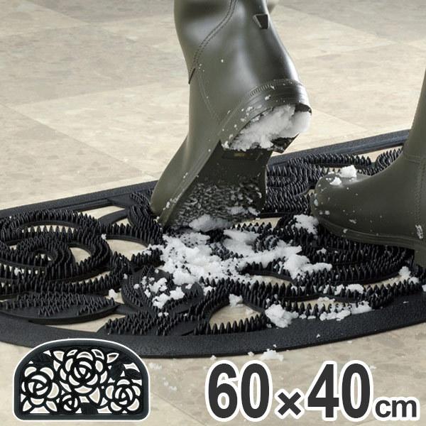 玄関マット 屋外 ラバーマット ローズ柄 SS ( 40×60 洗える 玄関 エントランスマット 泥落とし おしゃれ マット ウォッシャブル バラ 薔薇 ローズ 屋外用 室外 テラスマット 水はけ )