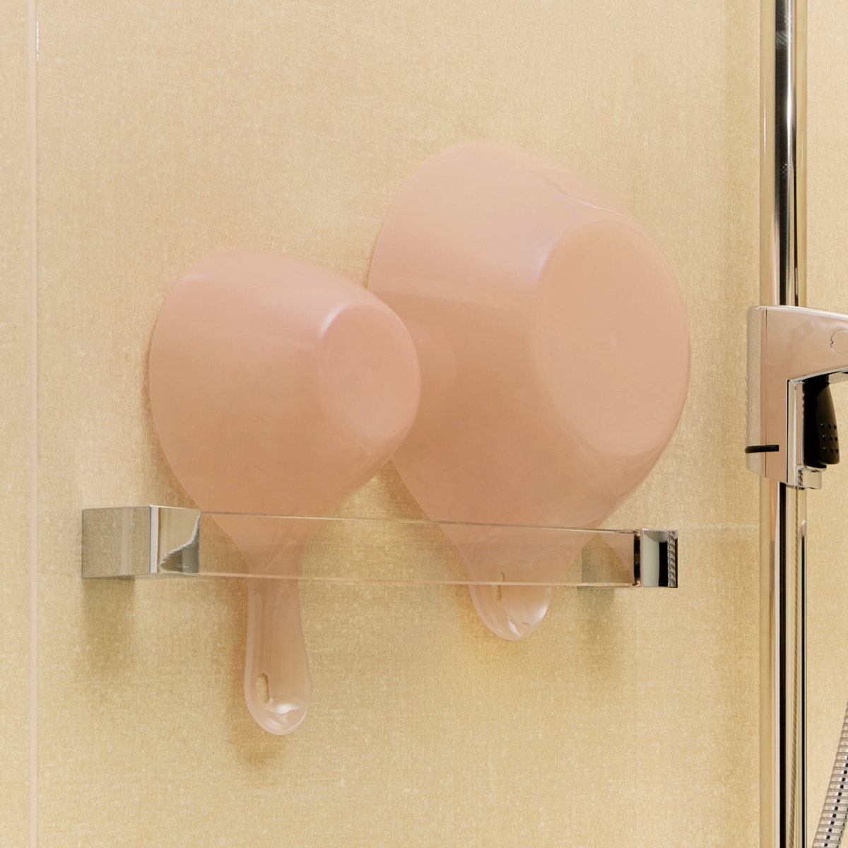 湯桶 karali カラリ ( 湯おけ 風呂おけ クリア 洗面器 風呂桶 透明 くすみカラー ウォッシュボール 速乾 通気性 かびにくい 壁掛け フック 軽い 丈夫 収納 ) 【モーヴピンク】 モーヴピンク