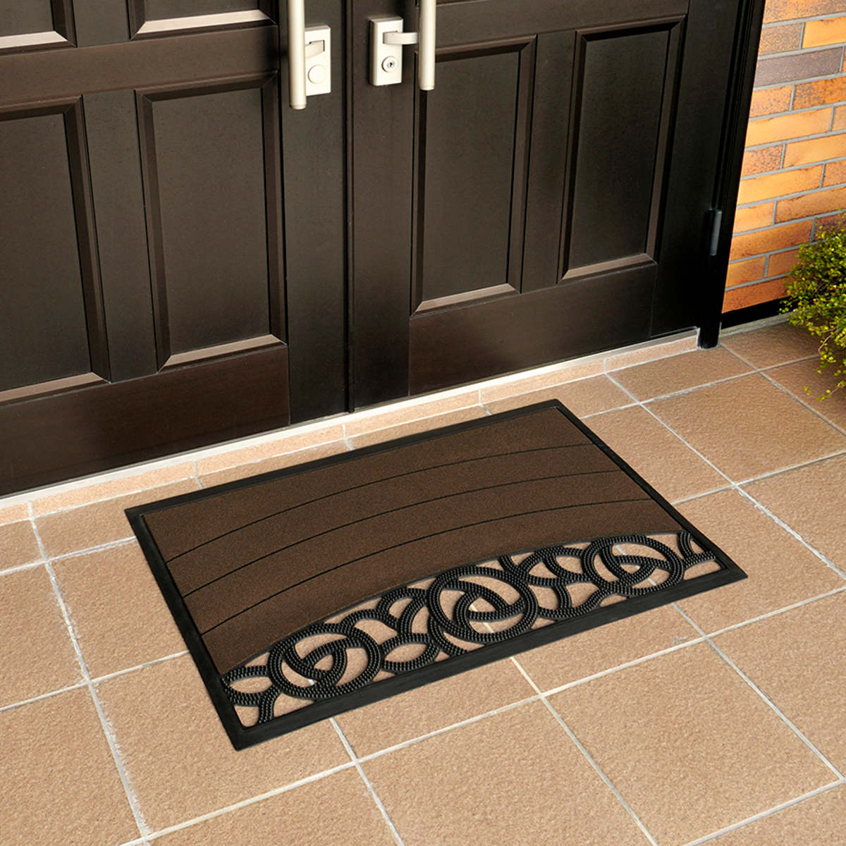 玄関マット 屋外 スクエア ローズ M 90×60cm （ 洗える エントランス