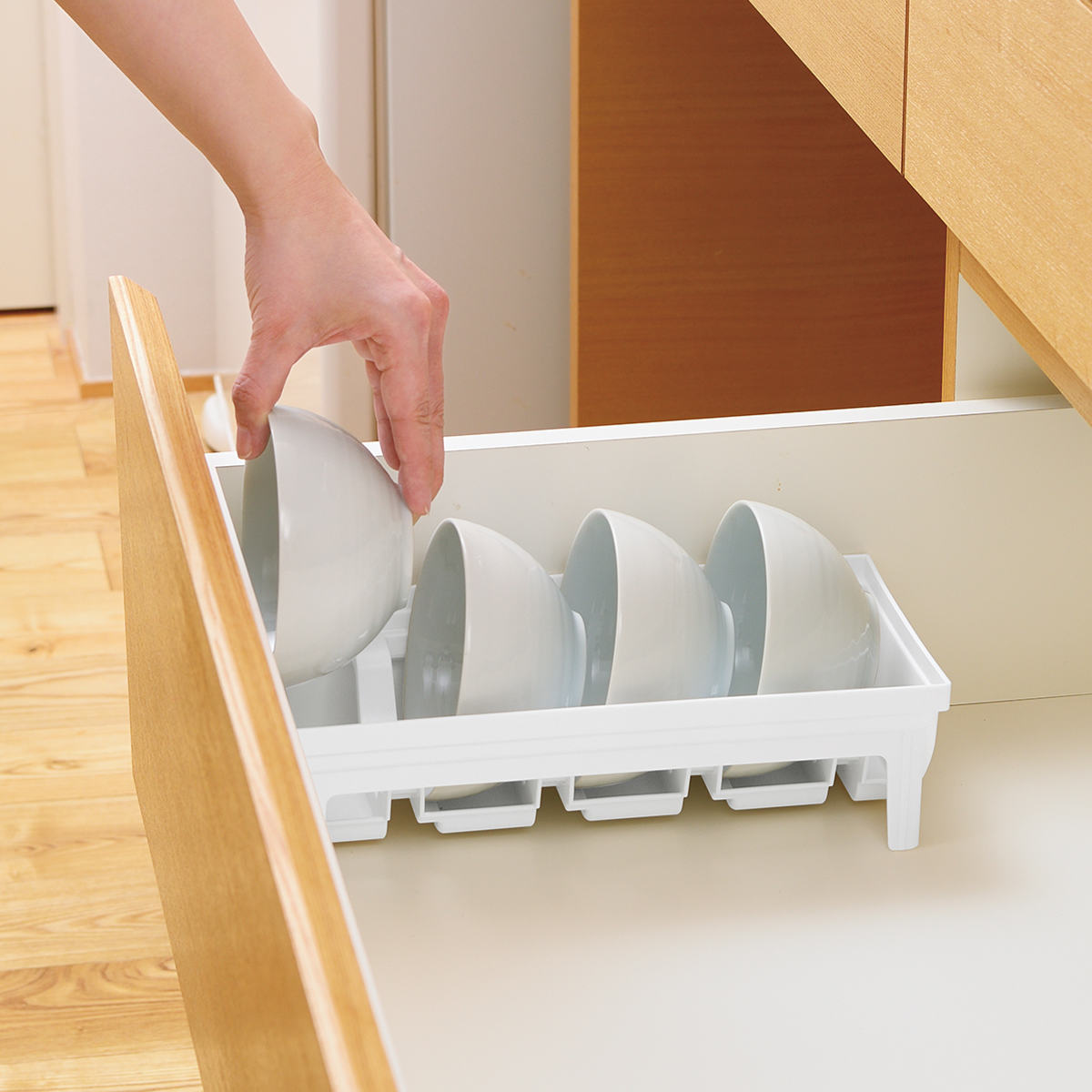 キッチン 収納 トトノ 引き出し用 お椀スタンドR ( キッチン収納ケース お椀立て ディッシュラック 食器 食器ラック シンク下 整理ケース 食器棚収納 シンク収納 食器棚 システムキッチン )
