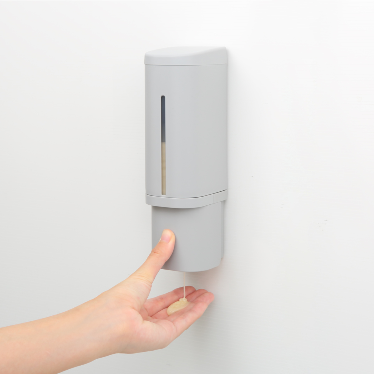 ディスペンサー 500ml リキッドタイプ シールフックタイプ ホバー ( 液体 ソープディスペンサー 詰め替えボトル ソープボトル 壁面 詰め替え プッシュ 風呂 壁付け シール付 シンプル ホワイト ダークグレー グレー ) 【グレー】 グレー