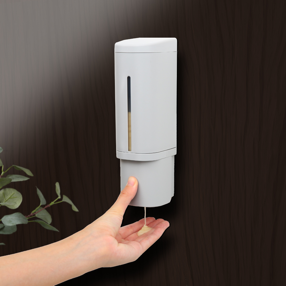 ディスペンサー 500ml リキッドタイプ シールフックタイプ ホバー ( 液体 ソープディスペンサー 詰め替えボトル ソープボトル 壁面 詰め替え プッシュ 風呂 壁付け シール付 シンプル ホワイト ダークグレー グレー ) 【グレー】 グレー