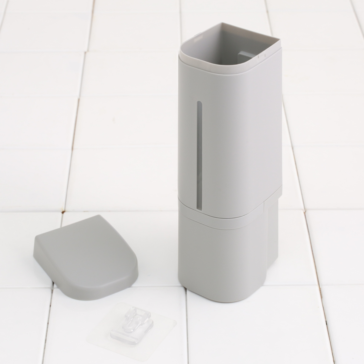 ディスペンサー 500ml リキッドタイプ シールフックタイプ ホバー ( 液体 ソープディスペンサー 詰め替えボトル ソープボトル 壁面 詰め替え プッシュ 風呂 壁付け シール付 シンプル ホワイト ダークグレー グレー ) 【グレー】 グレー
