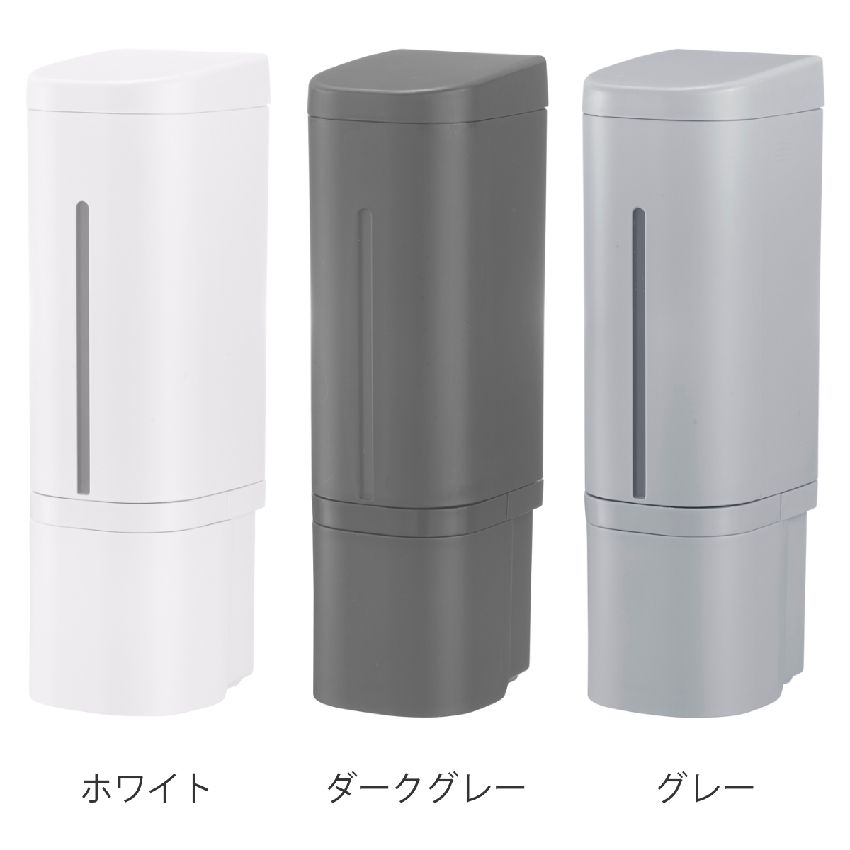 ディスペンサー 500ml リキッドタイプ シールフックタイプ ホバー ( 液体 ソープディスペンサー 詰め替えボトル ソープボトル 壁面 詰め替え プッシュ 風呂 壁付け シール付 シンプル ホワイト ダークグレー グレー ) 【グレー】 グレー