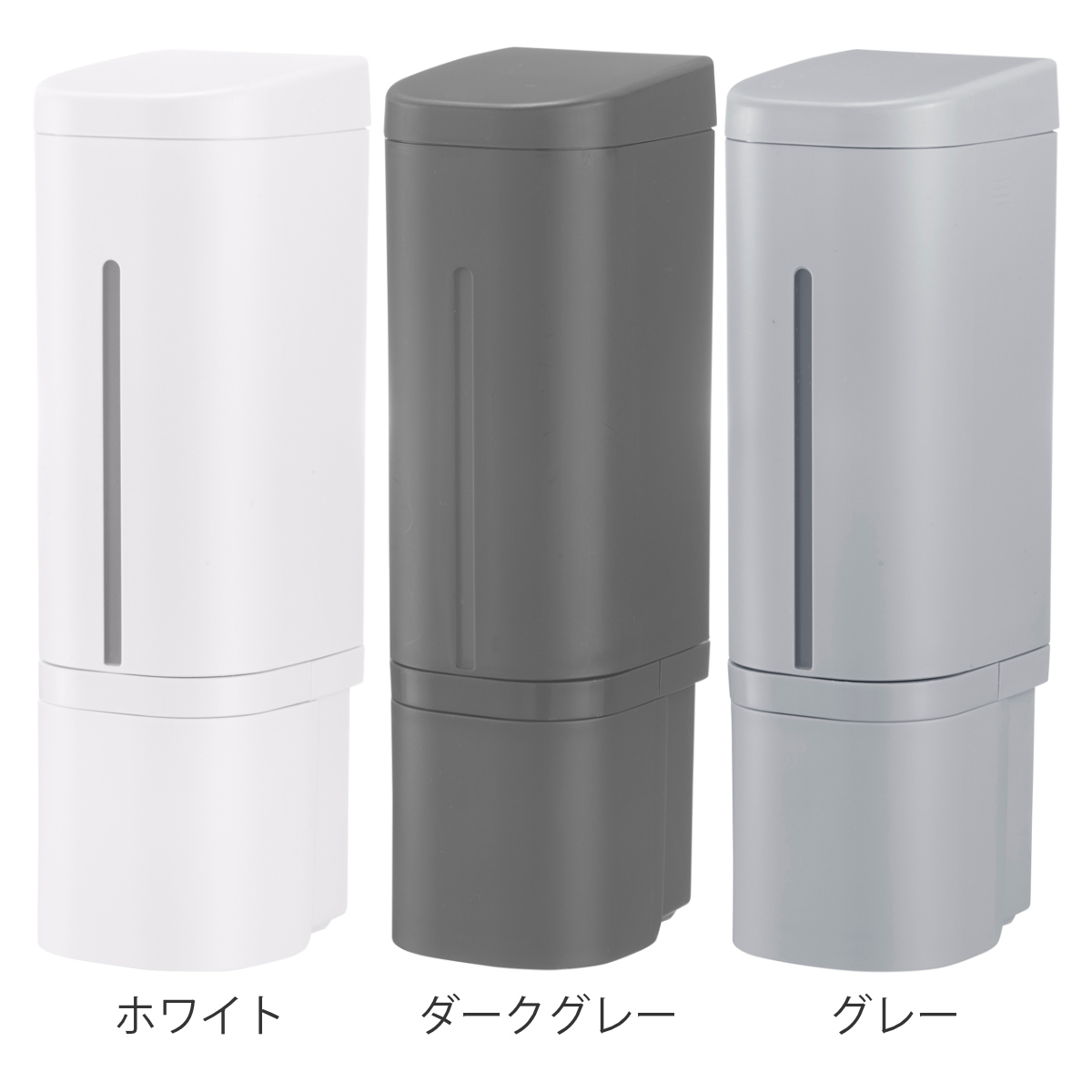 ディスペンサー 500ml リキッドタイプ マグネットタイプ ホバー ( 液体 ソープディスペンサー 磁石 詰め替えボトル ソープボトル 壁面 詰め替え プッシュ 風呂 壁付け シール付 シンプル ホワイト ダークグレー グレー ) 【グレー】 グレー