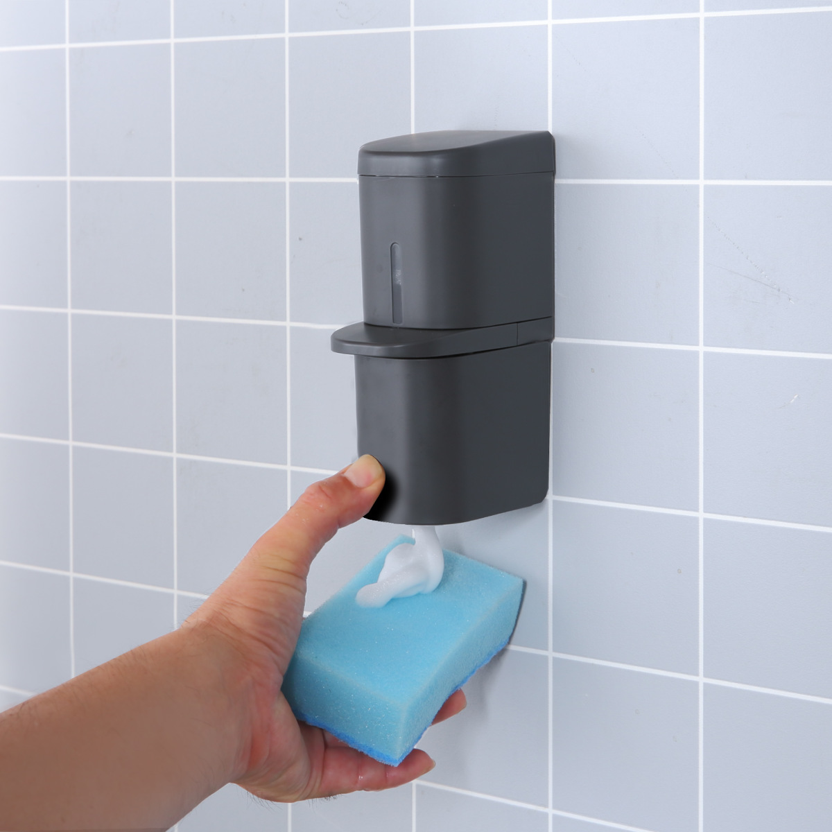 ディスペンサー 250ml 泡タイプ シールフックタイプ ホバー ( 泡 ソープディスペンサー 詰め替えボトル ソープボトル 壁面 詰め替え プッシュ 風呂 壁付け シンプル ホワイト ダークグレー グレー ) 【ダークグレー】 ダークグレー