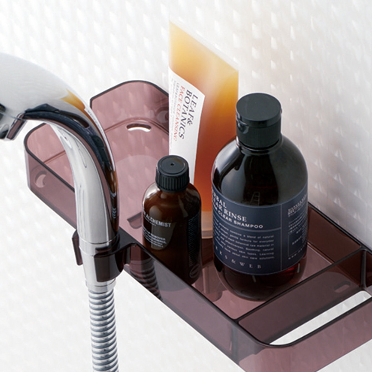 バス収納 シャワーフックトレー ( シャワーラック 1段 シャワー ラック シャンプーラック 吊り下げ 収納 ボトルラック ボトル バスラック 棚 小物 タオル 整理 省スペース 穴あき お風呂 )