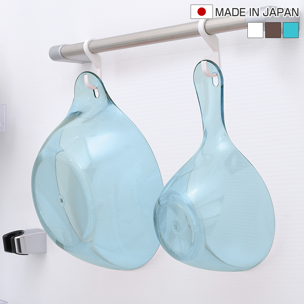 湯桶 手桶 2点セット karali カラリ ( 湯おけ 風呂おけ クリア 洗面器 風呂桶 透明 手おけ ウォッシュボール ハンディボール 速乾 通気性 かびにくい 壁掛け フック 軽い 丈夫 収納 ) 【アクアブルー】