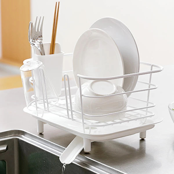 水切りラック ディッシュドレイナー ミニ リベラリスタ カトラリーポケット付き ( 水切りかご 水切りカゴ 水切りバスケット シンクサイド キッチン用品 コンパクト 水周り用品 洗い物 シンク回り スリム水切りかご 水切りセット ) 【レッド】 レッド