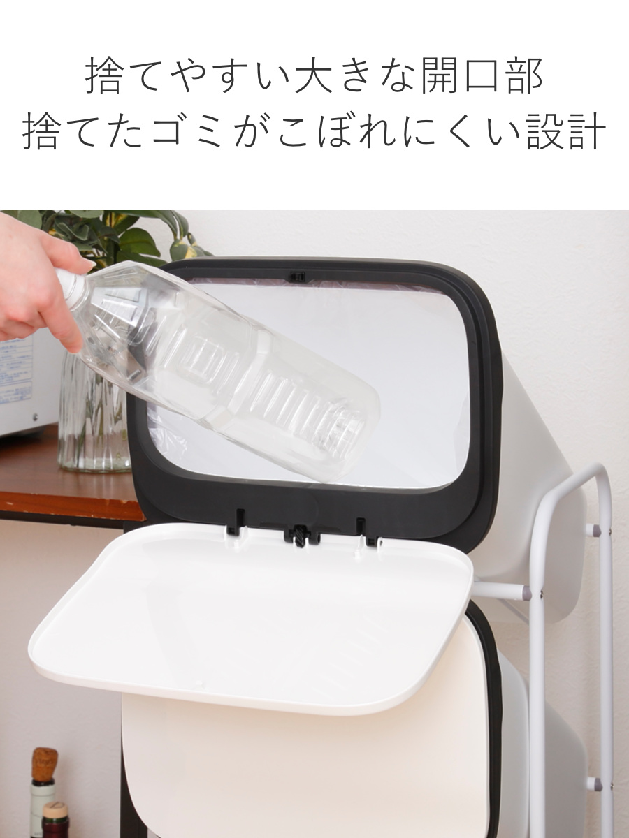 ゴミ箱 3段 Nスムース スタンドダストボックス ( ごみ箱 19L×3 ふた付き ダストボックス 分別ごみ箱 キャスター付き 縦型 20リットル 3個 フタ付 前開き キッチン スリム 蓋付き くずかご たて型 収納 ダストBOX ) 【ブラック】 ブラック