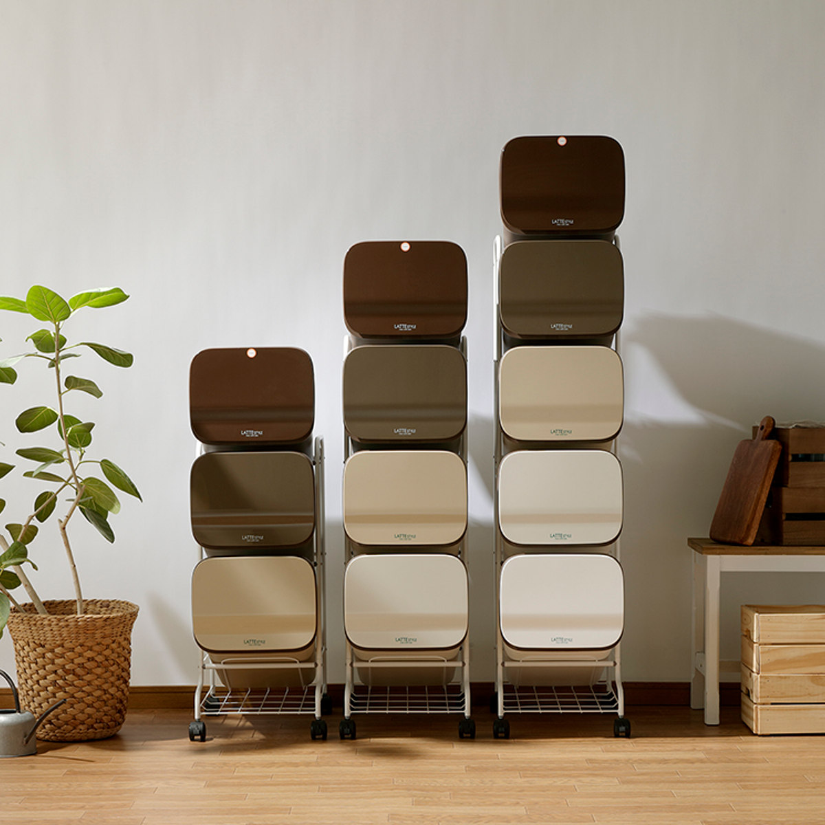 4段 ゴミ箱 キャスター付き 19リットル ゴミ箱 分別 縦型 19L×4段 キャスター付き スムーススタンド