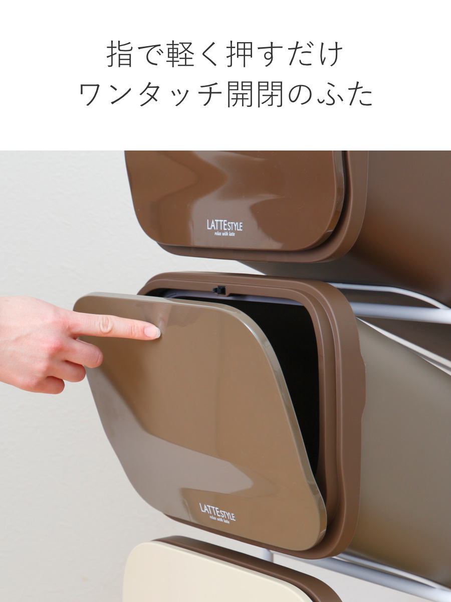 ゴミ箱 4段 Nラテスタイル スタンドダストボックス ( ごみ箱 19L×4 ふた付き ダストボックス 分別ごみ箱 キャスター付き 縦型 20リットル 4個 フタ付 前開き キッチン スリム 蓋付き くずかご たて型 収納 ダストBOX )