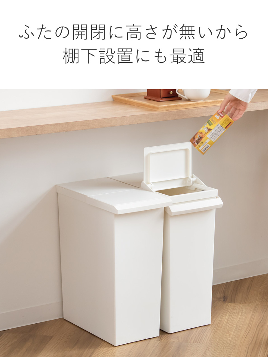 SOLOW 棚下で使える スリムダストボックス レバーオープン30L ( ごみ箱 30リットル ソロウ ダストボックス 棚下 OK 分別 ふた付き おしゃれ シンプル スリム フラップオープン キャスター付き 袋 見えない ) 【ブラック】 ブラック