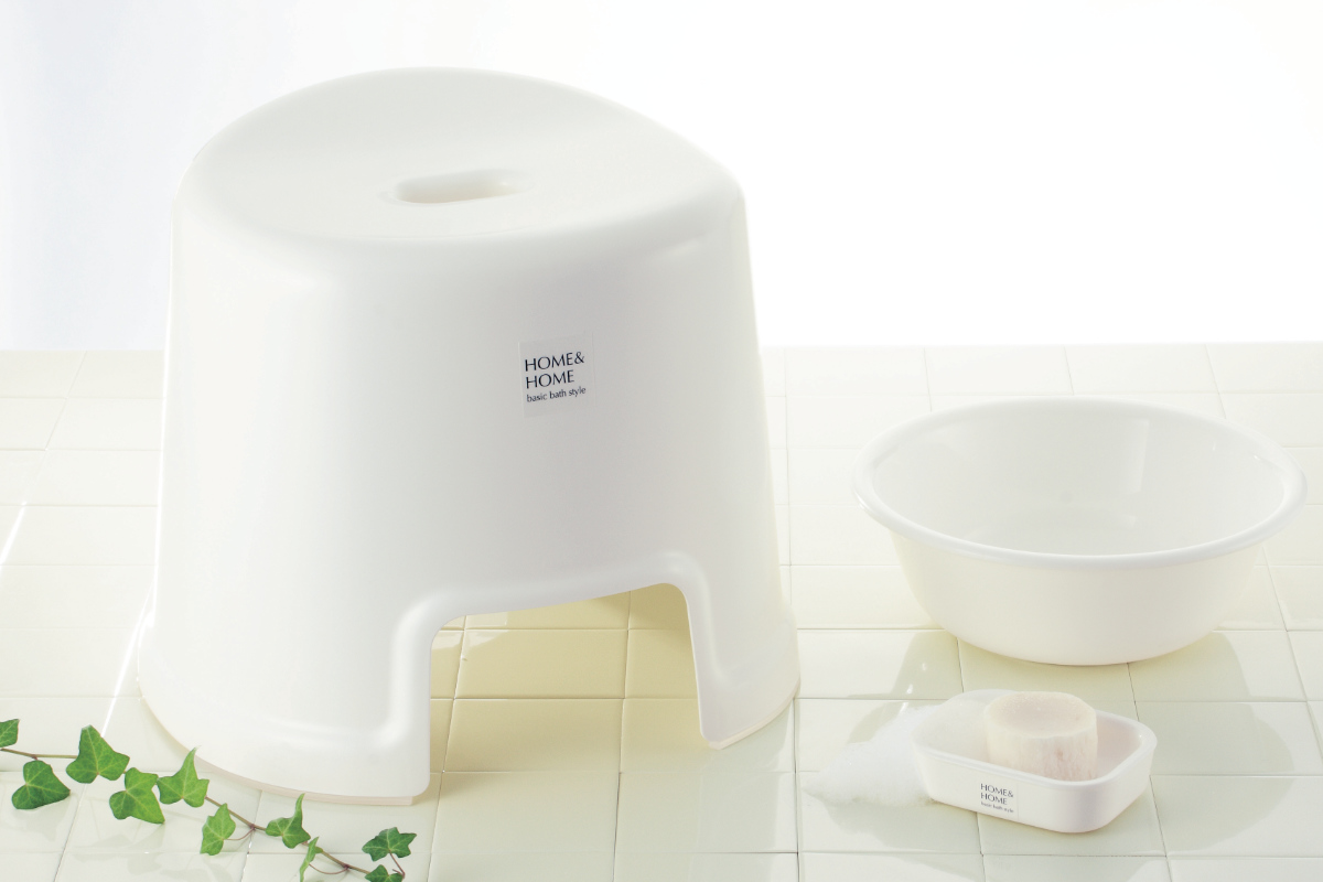 風呂椅子 HOME&HOME 高さ25cm ( 風呂いす バスチェアー ホーム&ホーム 軽量 シンプル ベーシック ホワイト 25cm お風呂 風呂 イス 椅子 バス用品 バスグッズ 滑り止め すべり止め 通気性 風呂用品 お風呂用品 白 )