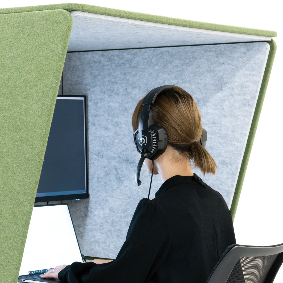 デスクパーテーション 幅100.5cm ワイド デスクブース REMUTE 日本製 ( パーテーション 卓上 デスク 仕切り リモートワーク 衝立 パーティション 吸音 机上 目隠し テレワーク Web会議 在宅勤務 雑音 騒音 軽減 組立 オフィス 自宅 ) 【ライトグレー】 ライトグレー