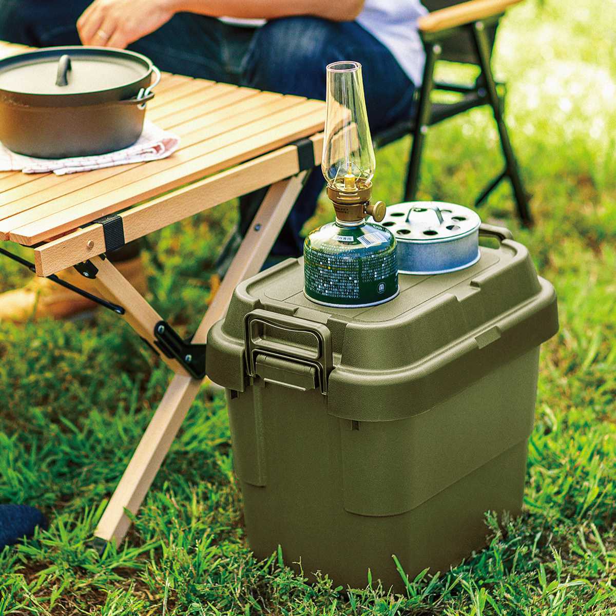 収納ボックス トランクカーゴ EASY GRIP 30L TC-30SE 2個セット ( 座れる 収納ケース 収納 ボックス フタ付き ケース 頑丈箱 スタッキング 積み重ね 幅40×奥行39×高さ35.7cm アウトドア キャンプ ピクニック ) 【ベージュ】 ベージュ
