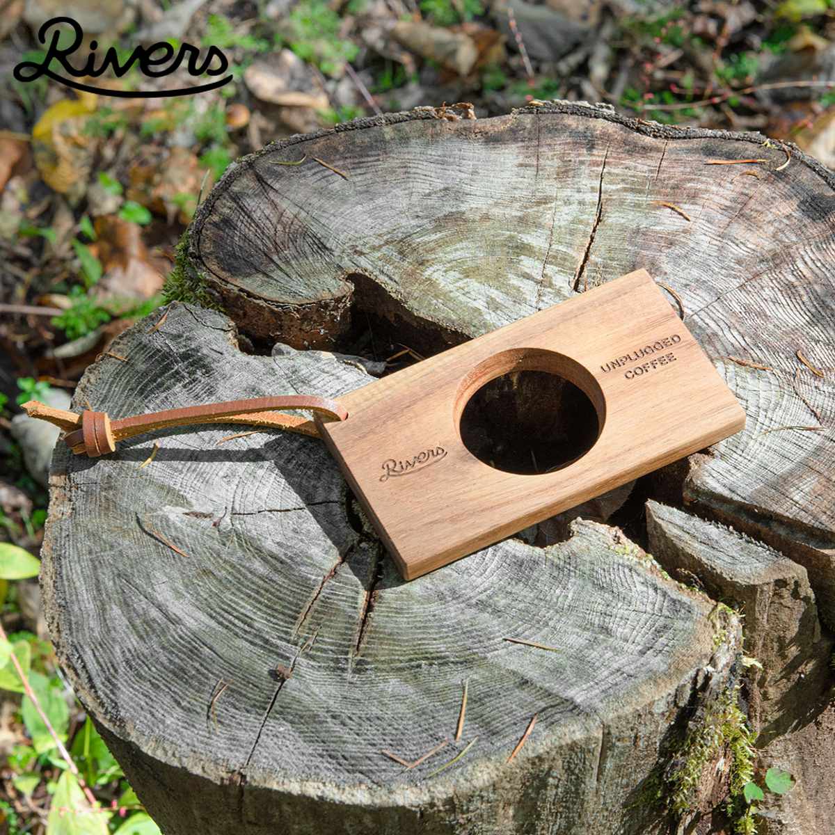 Rivers リバーズ コーヒードリッパーホルダー-ポンド3 （ ドリッパー用 ホルダー 木製 天然木 レザーストラップ おしゃれ シンプル 持ち運び アウトドア キャンプ ）