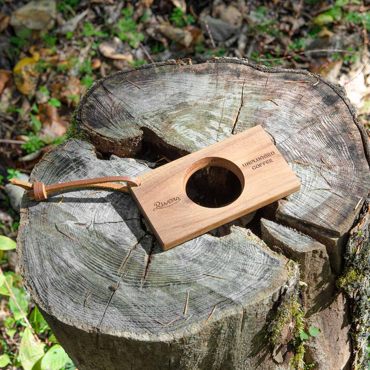 Rivers リバーズ コーヒードリッパーホルダー-ポンド3 ( ドリッパー用 ホルダー 木製 天然木 レザーストラップ おしゃれ シンプル 持ち運び アウトドア キャンプ )