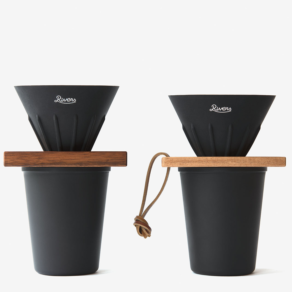 Rivers リバーズ コーヒードリッパーホルダー-ポンド3 ( ドリッパー用 ホルダー 木製 天然木 レザーストラップ おしゃれ シンプル 持ち運び アウトドア キャンプ )