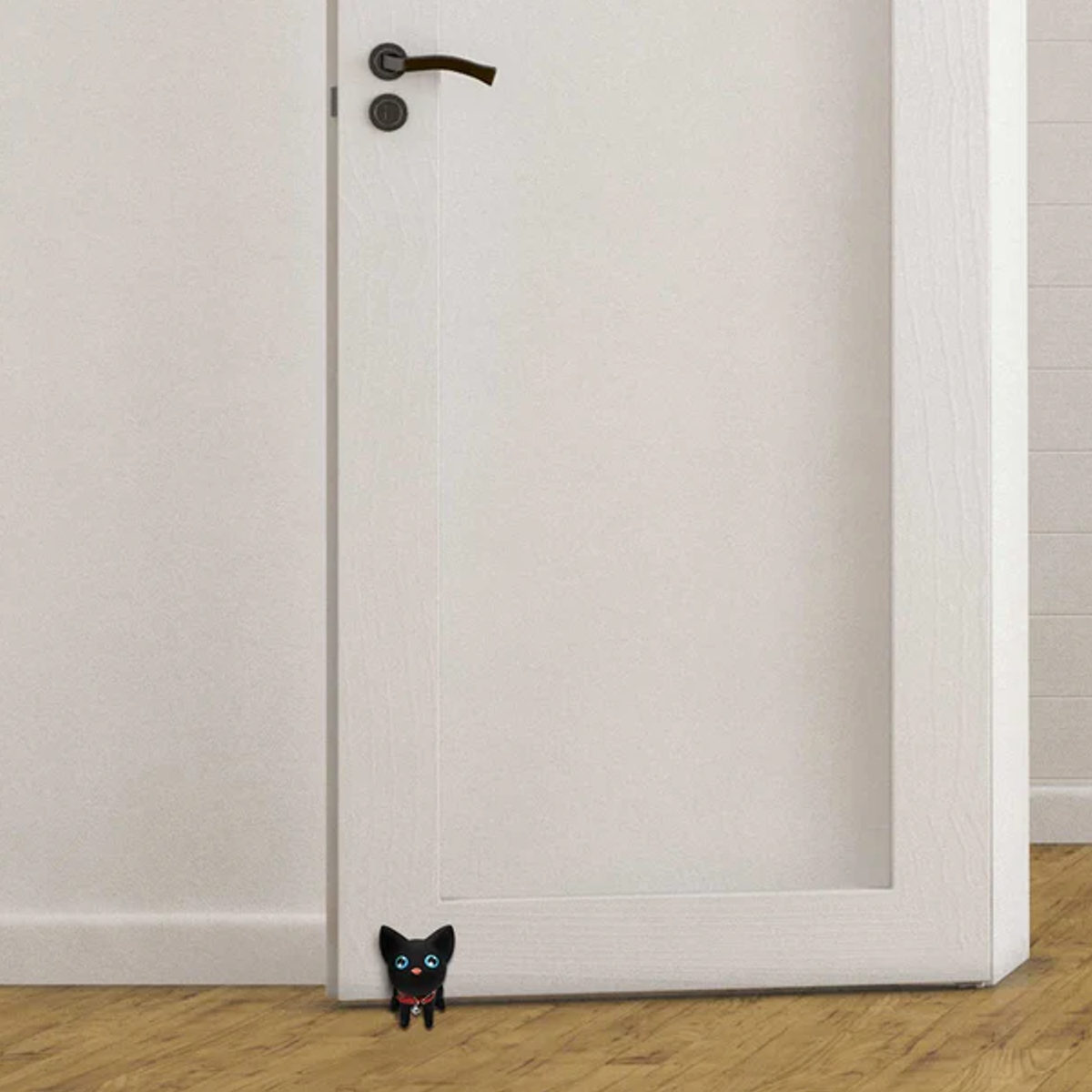 ドアストッパー アプリクス アニマルストッパー かわいい 動物 ( 扉ストッパー ドア ドア止め 扉 室内 アニマル 猫 ネコ 玄関 滑り止め シリコン 猫型 ねこ カエル かえる 固定 トラ クロ シロ カワイイ キュート インテリア ) 【クロ】 クロ