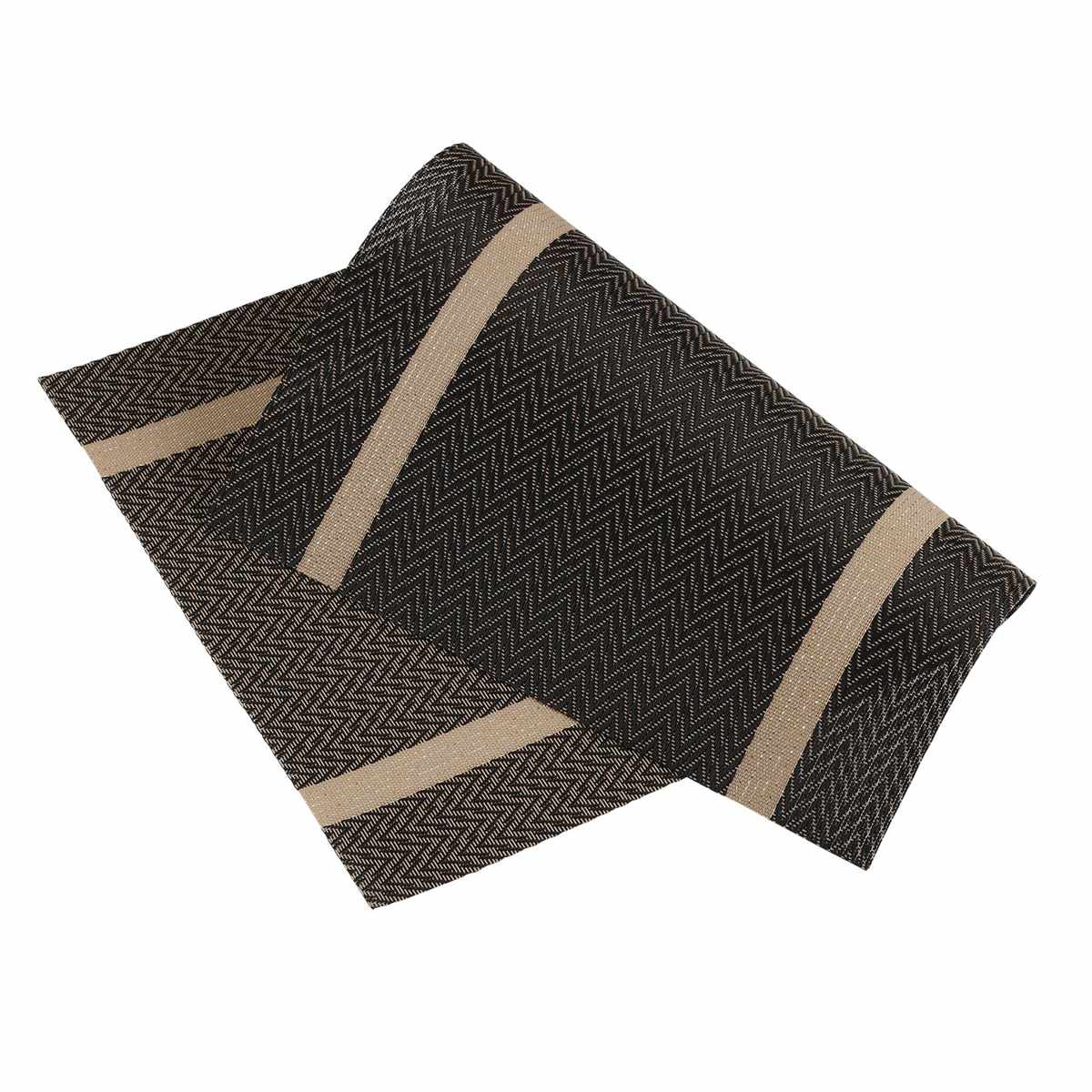 ランチョンマット アプリクス シェブロン 同色4枚セット ( 45×30cm おしゃれ 撥水 洗える テーブルマット PVC マット 角型 長方形 モダン シンプル 北欧 シック 食卓 ) 【ブルー】 ブルー