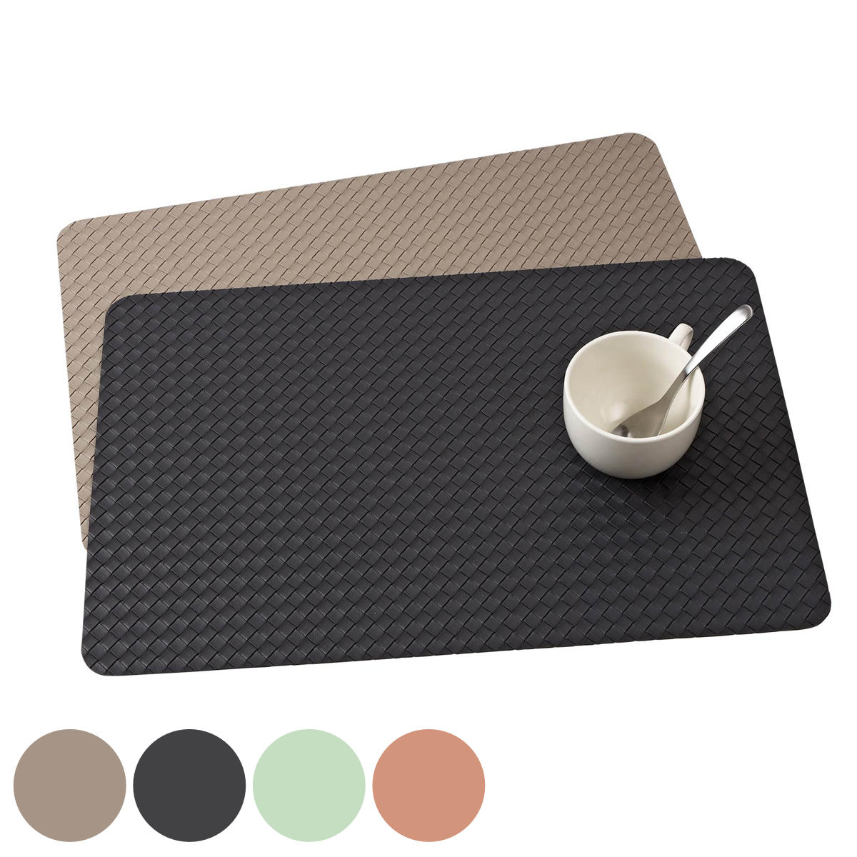 ランチョンマット アプリクス イントレチャート （ 45× 30cm おしゃれ 洗える 撥水 角型 角 PVC テーブルマット 無地 長方形 モダン シンプル 北欧 シック 食卓 ） 【ダークグレー】