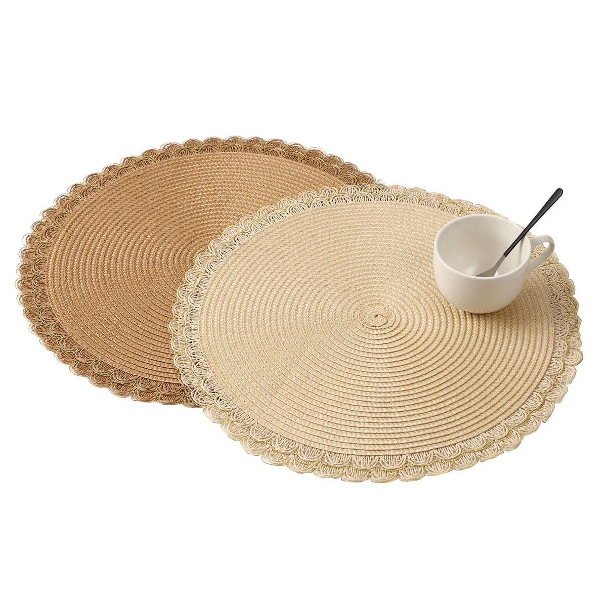 ランチョンマット アプリクス ラウンドナチュレ ( 38×38cm おしゃれ 撥水 洗える 丸型 丸 ラウンド 北欧風 シンプル クラシック モダン ナチュラル ) 【ホワイト】 ホワイト