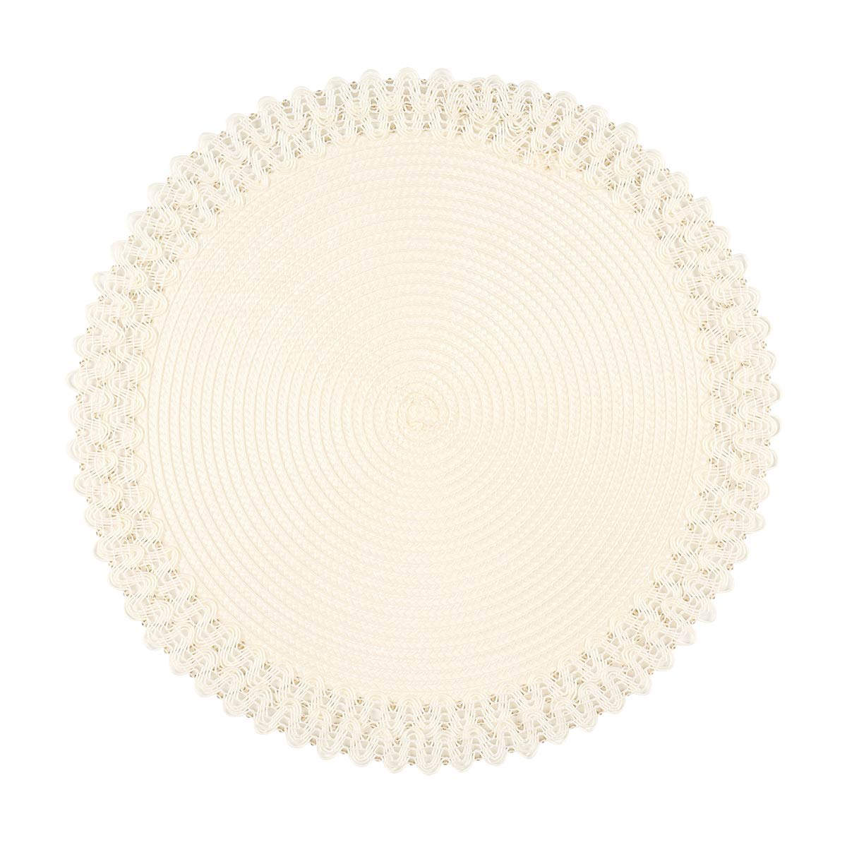 ランチョンマット アプリクス ラウンドナチュレ ( 38×38cm おしゃれ 撥水 洗える 丸型 丸 ラウンド 北欧風 シンプル クラシック モダン ナチュラル ) 【ホワイト】 ホワイト