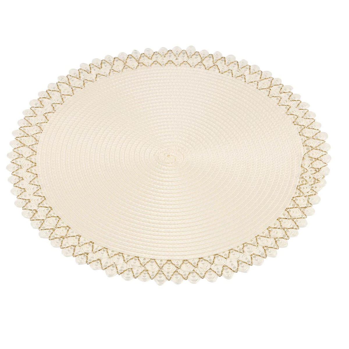 ランチョンマット アプリクス ラウンドナチュレ ( 38×38cm おしゃれ 撥水 洗える 丸型 丸 ラウンド 北欧風 シンプル クラシック モダン ナチュラル ) 【ホワイト】 ホワイト