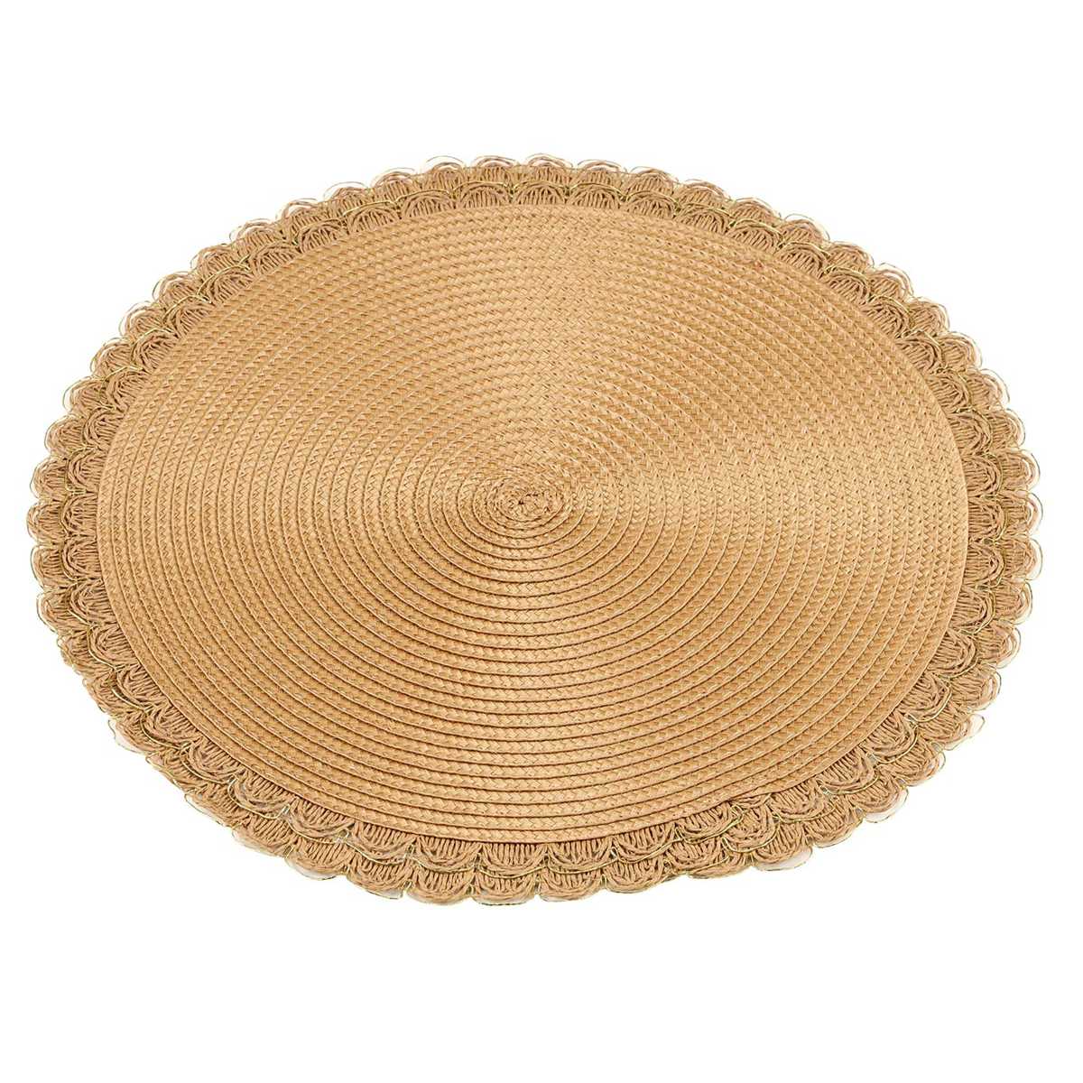 ランチョンマット アプリクス ラウンドナチュレ ( 38×38cm おしゃれ 撥水 洗える 丸型 丸 ラウンド 北欧風 シンプル クラシック モダン ナチュラル ) 【ホワイト】 ホワイト