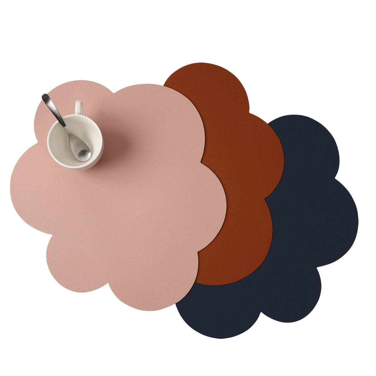 ランチョンマット アプリクス クラウド ( 42×35cm おしゃれ 撥水 洗える PVC リバーシブル テーブルマット エレガント 食卓 雲型 クラウド型 ) 【ブラウン×ブラック】