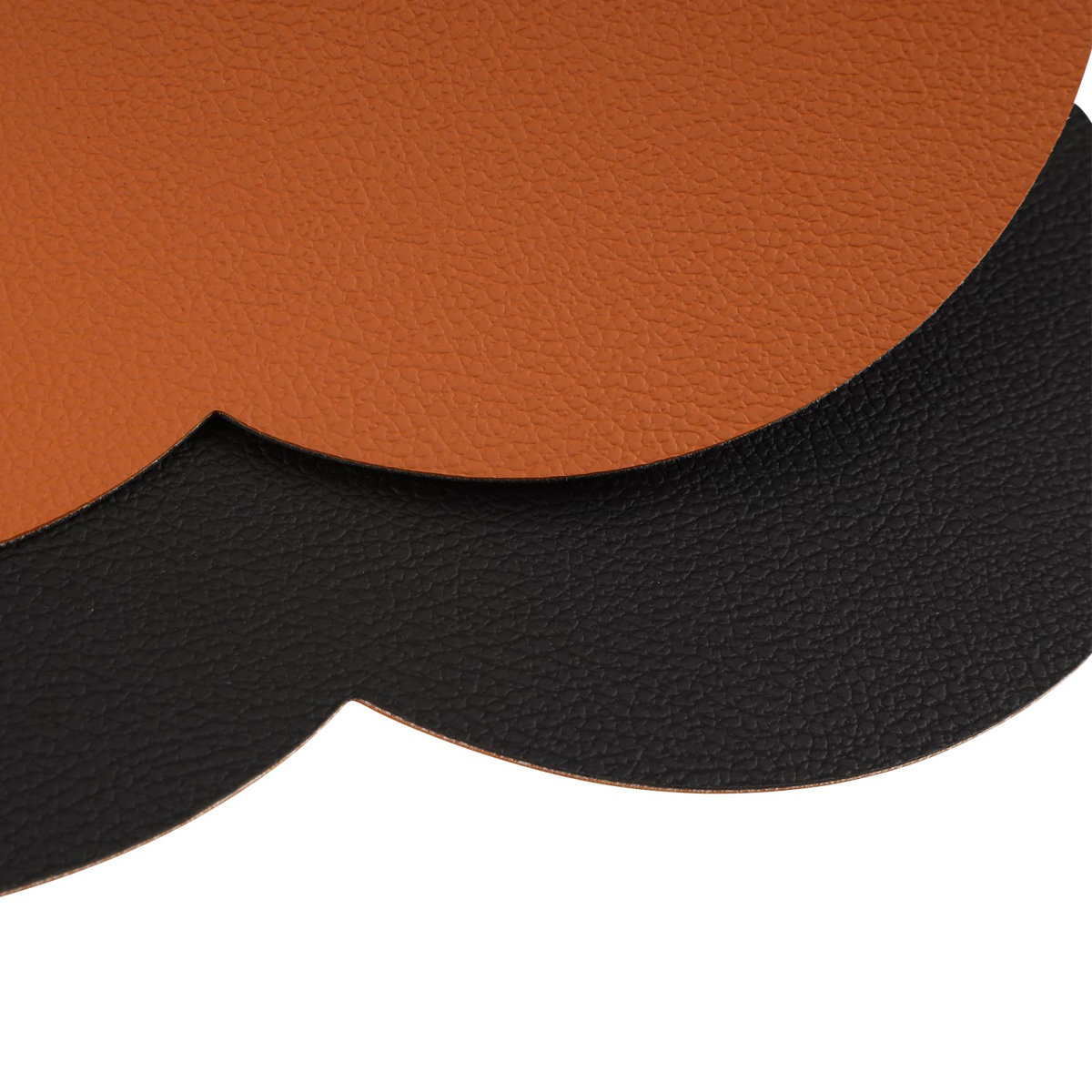 ランチョンマット アプリクス クラウド 同色4枚セット ( 42×35cm おしゃれ 撥水 洗える PVC リバーシブル テーブルマット エレガント 食卓 雲型 クラウド型 ) 【ブラウン×ブラック】 ブラウン×ブラック