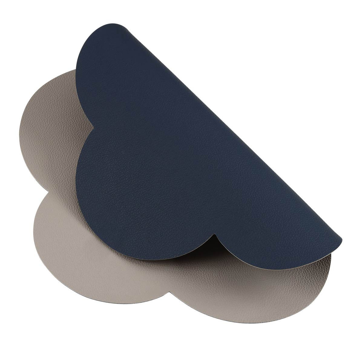 ランチョンマット アプリクス クラウド 同色4枚セット ( 42×35cm おしゃれ 撥水 洗える PVC リバーシブル テーブルマット エレガント 食卓 雲型 クラウド型 ) 【ブラウン×ブラック】 ブラウン×ブラック