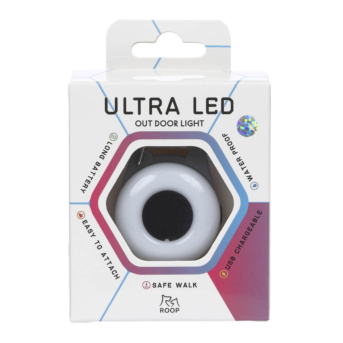 ライト 散歩 犬 ウルトラLED ループセイフ ウルトラLEDプラス ( 夜 お散歩 お散歩ライト LED 光る 犬用ライト 防水 充電式 お出かけ 夜散歩 明るい おしゃれ 犬用 事故防止 ペット用品 充電 USB充電 超軽量 簡単取付 コンパクト ) 【ホワイト】 ホワイト