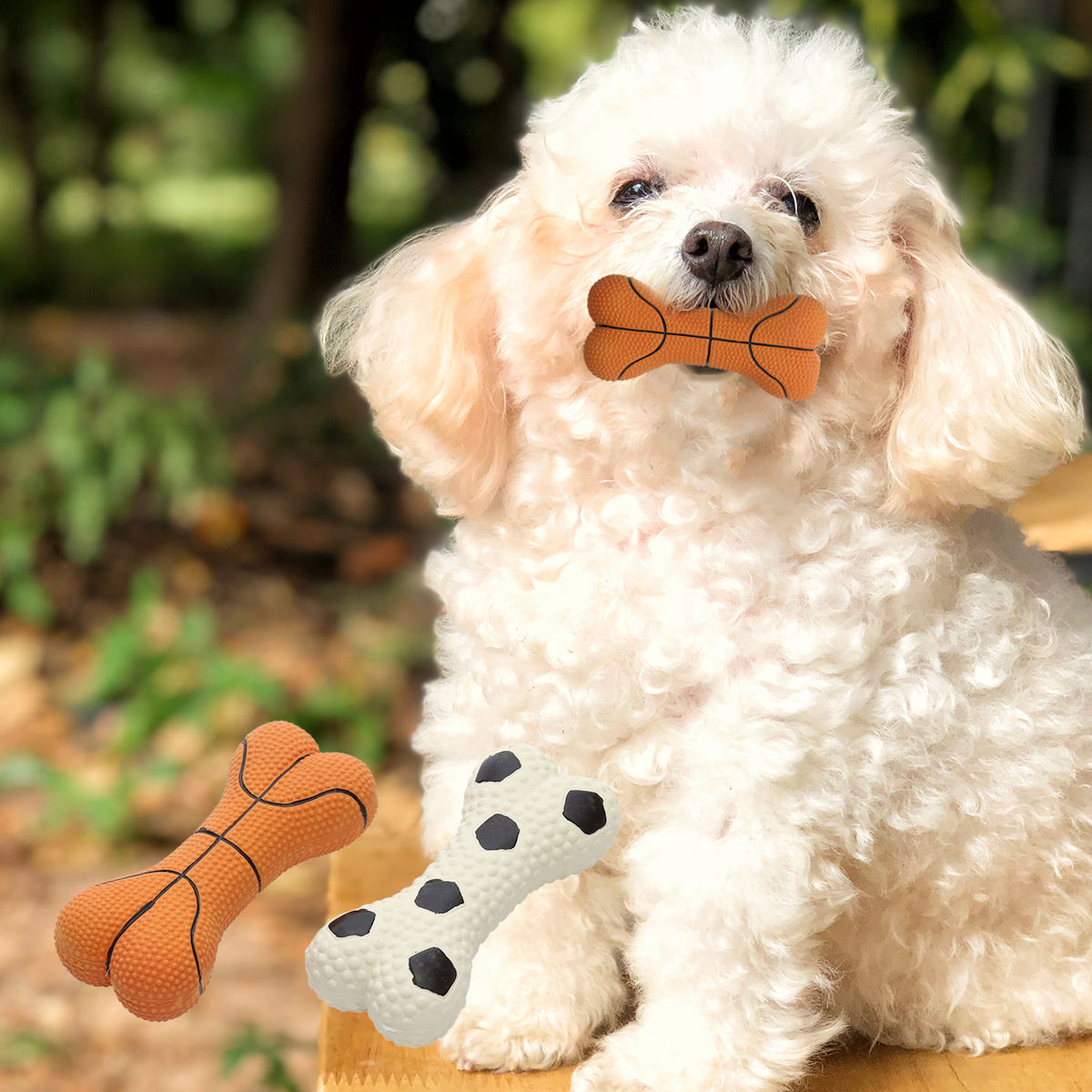 犬用おもちゃ ループ プーピーズ ボーン ペット ( 犬 おもちゃ ドッグトイ 骨型 犬用玩具 ペットおもちゃ ボーン型 ラバー 音鳴り 室内用 運動不足解消 ) 【バスケ】