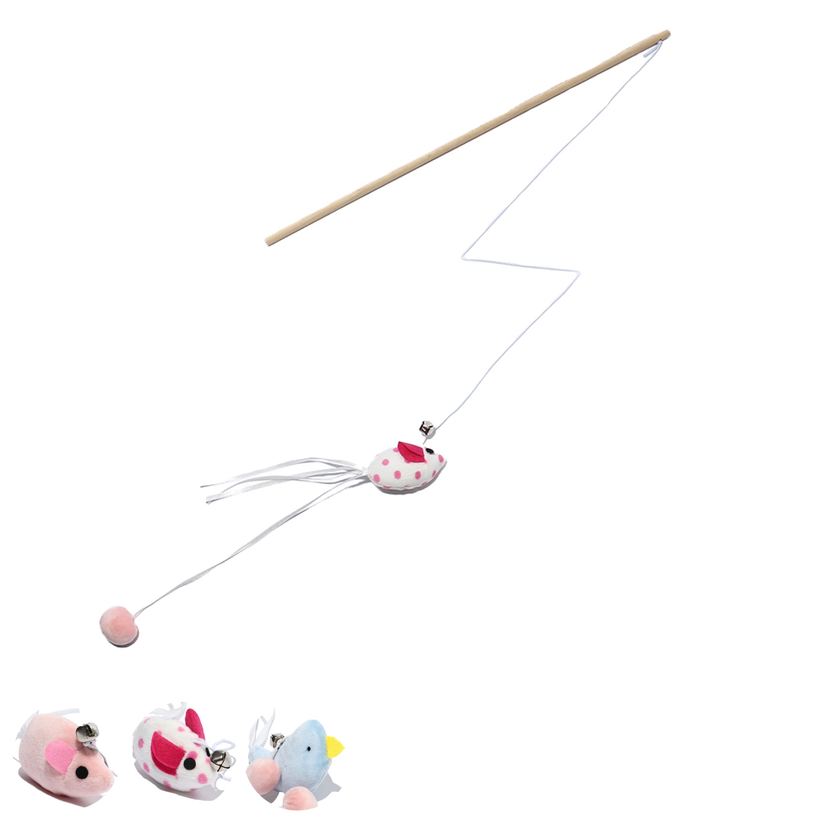 猫用おもちゃ ループ ロッディーズ （ ねこじゃらし 猫用 ペット用 ペットおもちゃ 釣り竿 遊び 運動不足 ペットトイ 運動 室内遊び ストレス発散 ペット用品 鈴付き 鈴 ） 【ベイビーマウスピンク】